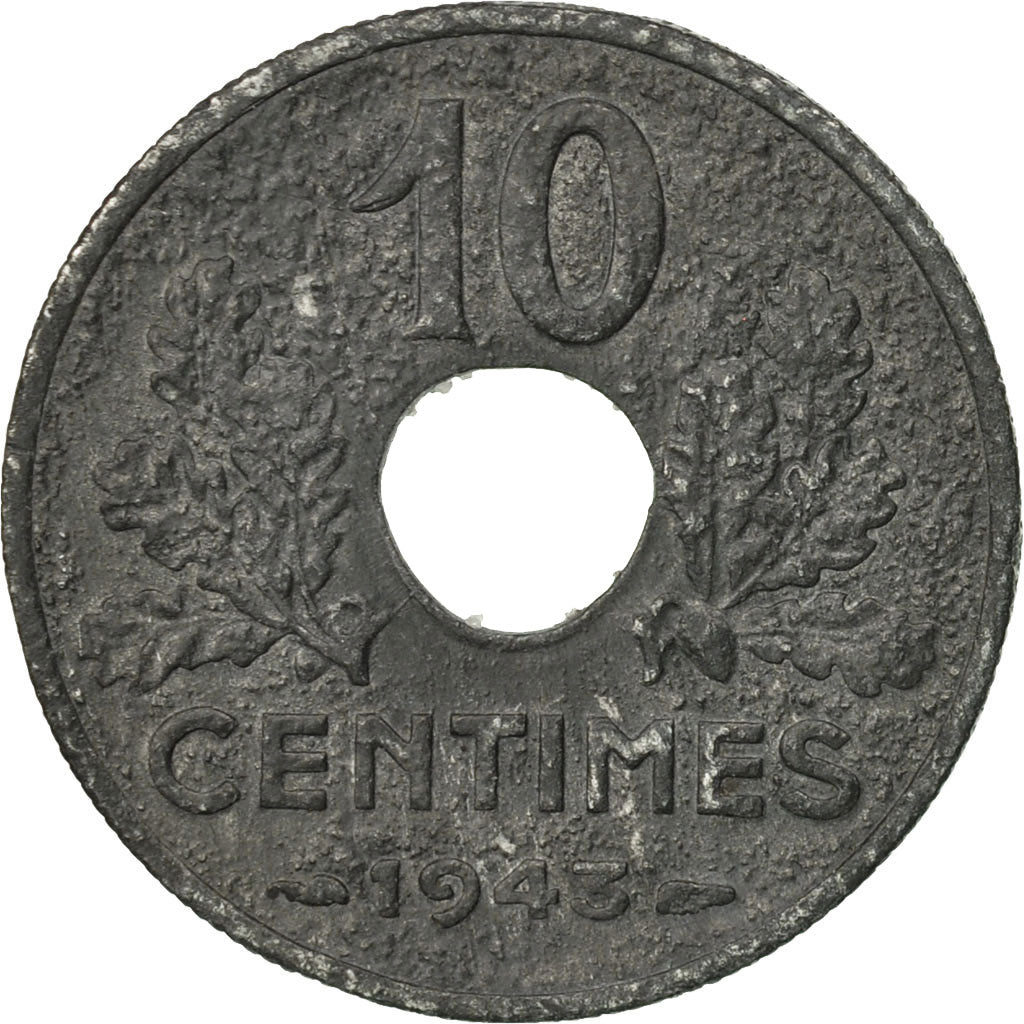 Coin, France, État français, 10 Centimes, 1943, Paris, EF(40-45), Zinc