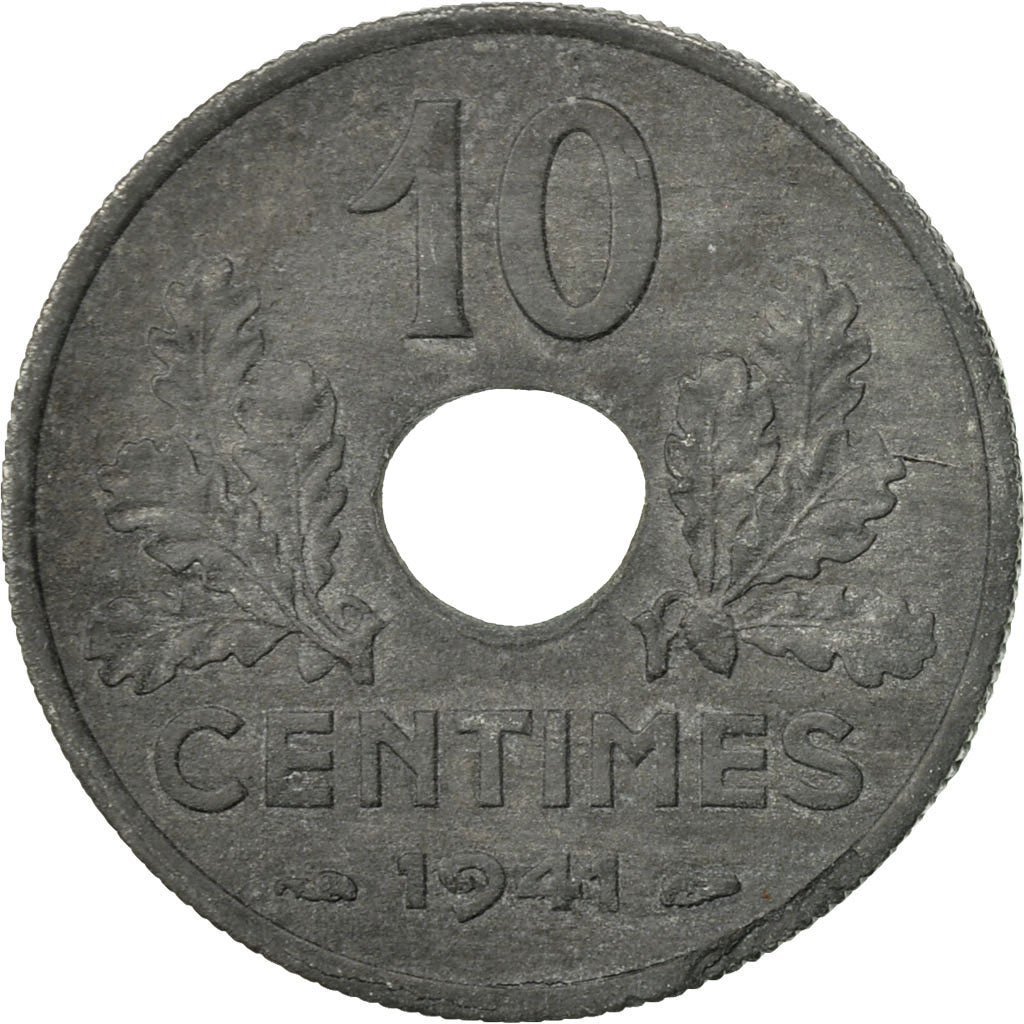 Moneta, Francia, État français, 10 Centimes, 1941, Paris, BB+, Zinco