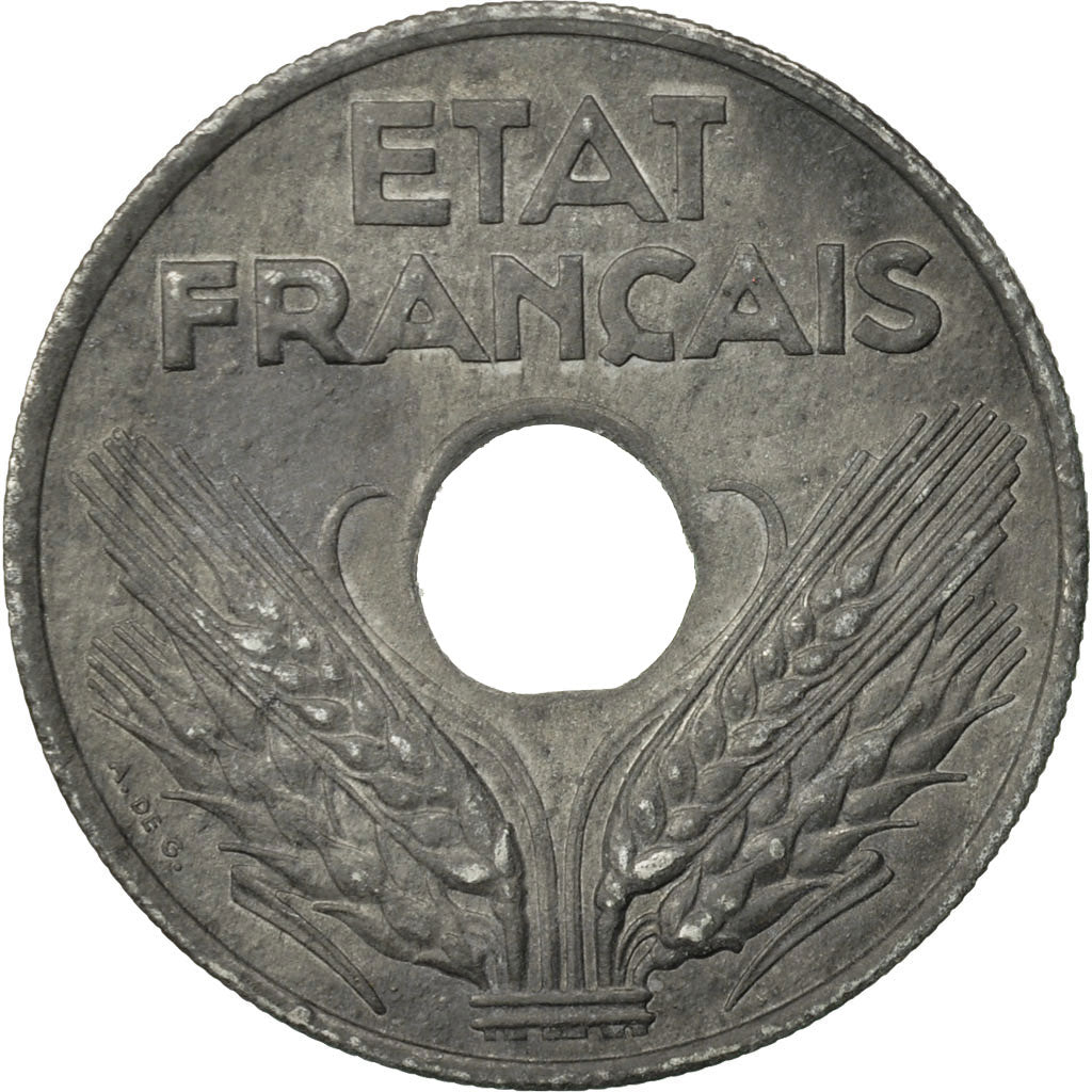 Munten, Frankrijk, État français, 20 Centimes, 1943, Paris, PR, Zinc