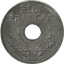 Francia, État français, 20 Centimes, 1943, Paris, BB+, Zinco, KM:900.1