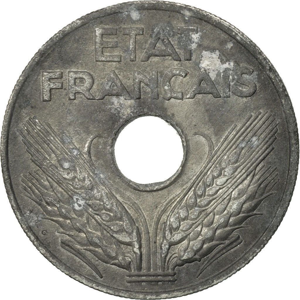 Moneta, Francja, État français, 20 Centimes, 1943, Paris, AU(50-53), Cynk