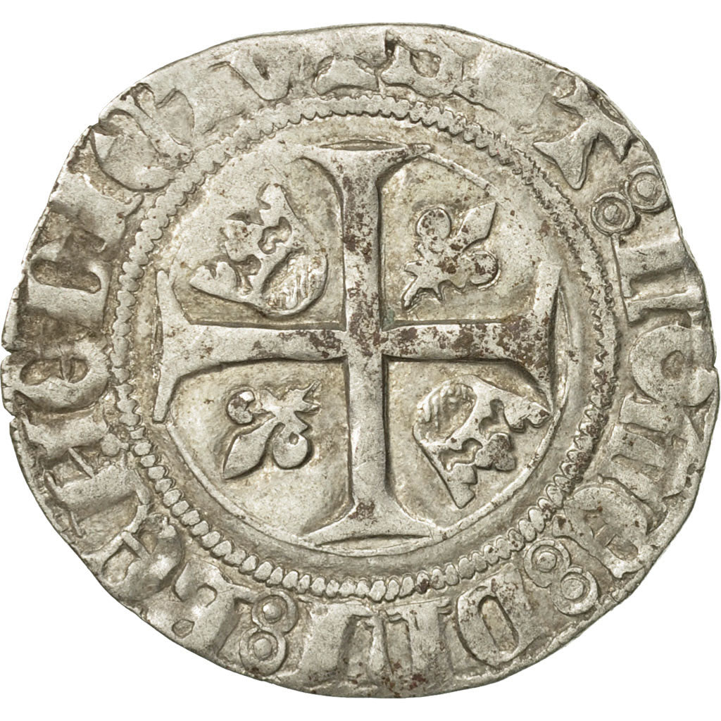 Coin, France, Charles VI, Blanc Guénar, Dijon, EF(40-45), Billon, Duplessy:377A
