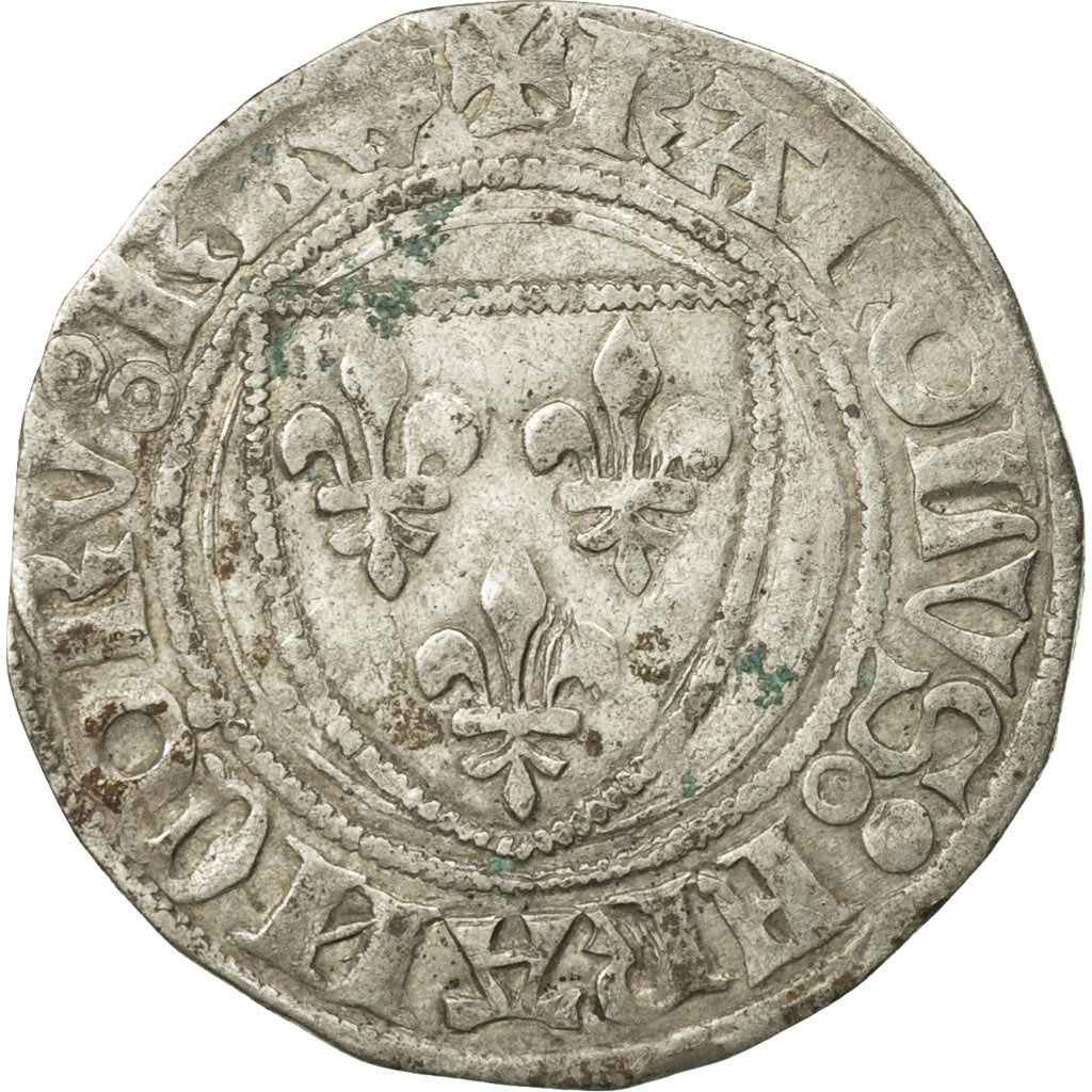 Coin, France, Charles VI, Blanc Guénar, Dijon, EF(40-45), Billon, Duplessy:377A
