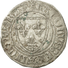 Coin, France, Charles VI, Blanc Guénar, Dijon, EF(40-45), Billon, Duplessy:377A