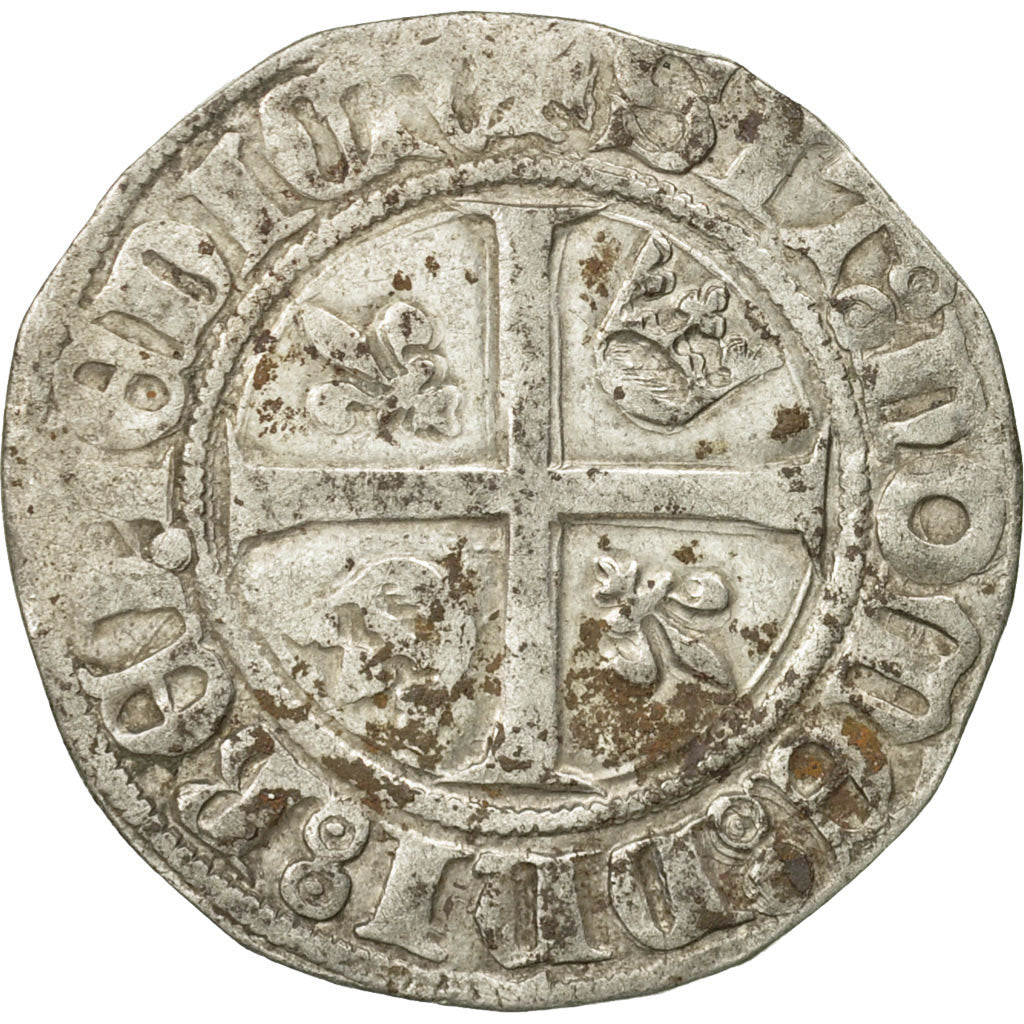 Coin, France, Charles VI, Blanc Guénar, Dijon, EF(40-45), Billon, Duplessy:377A