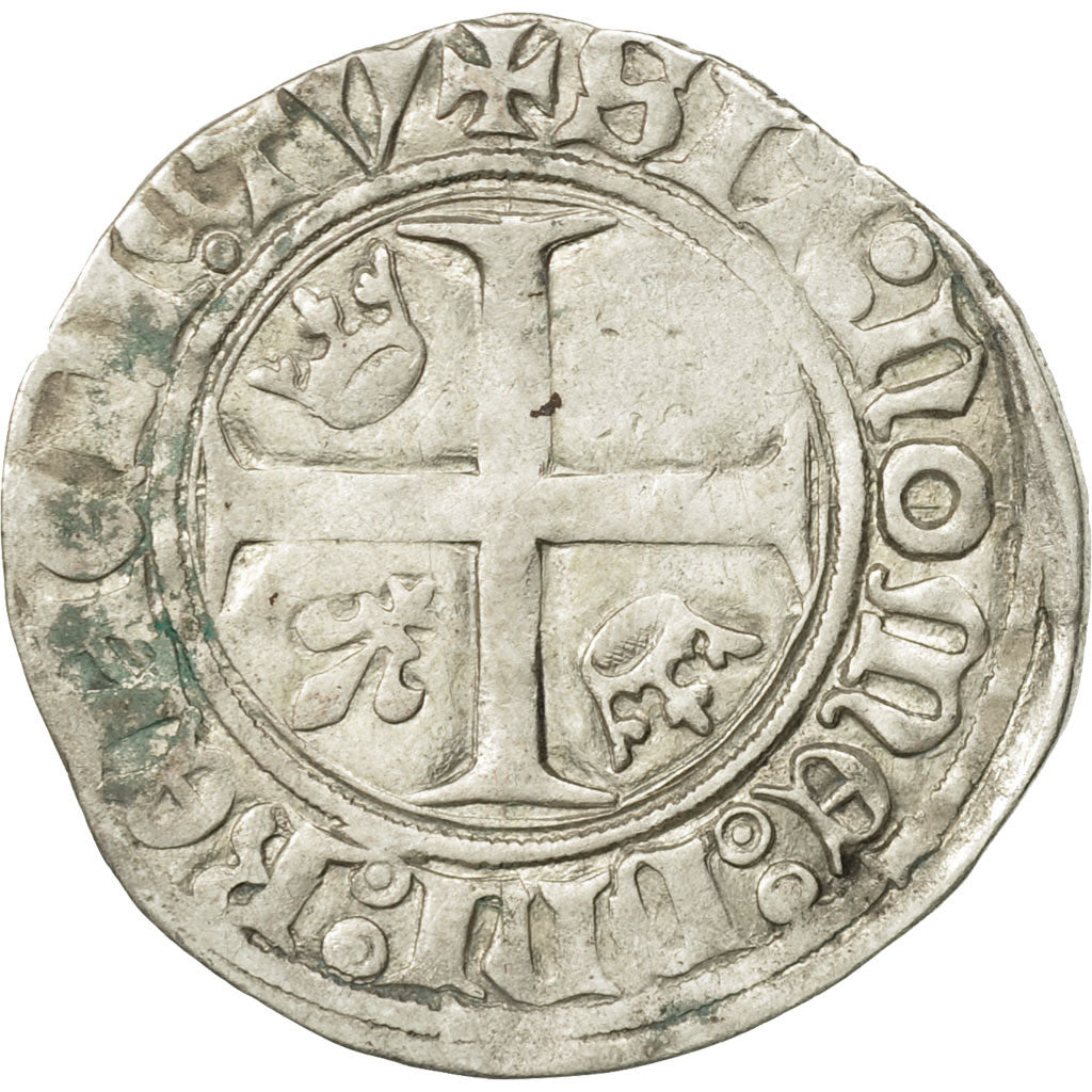 France, Charles VI, Blanc Guénar, Saint Quentin, TB, Billon, Duplessy:377A