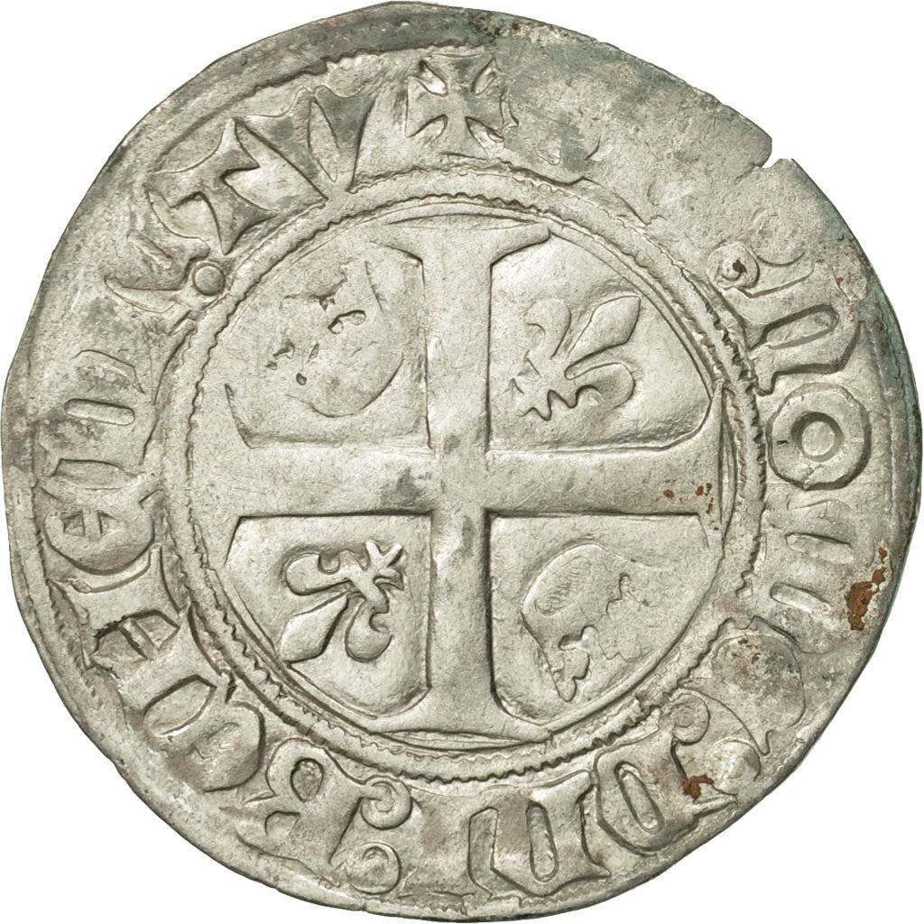 Coin, France, Charles VI, Blanc Guénar, Saint Quentin, VF(30-35), Billon