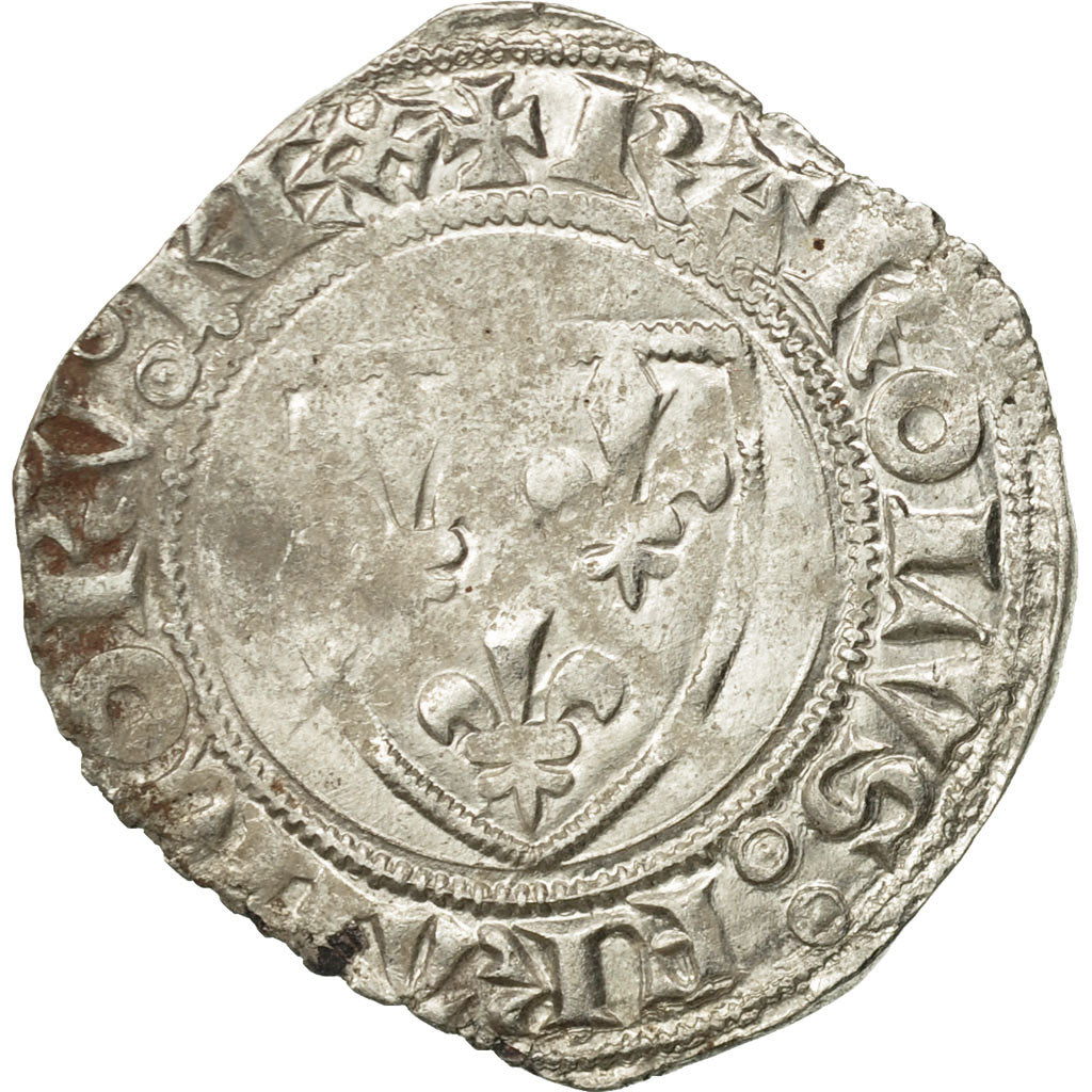 Monnaie, France, Charles VI, Blanc Guénar, Tournai, TB+, Billon, Duplessy:377A