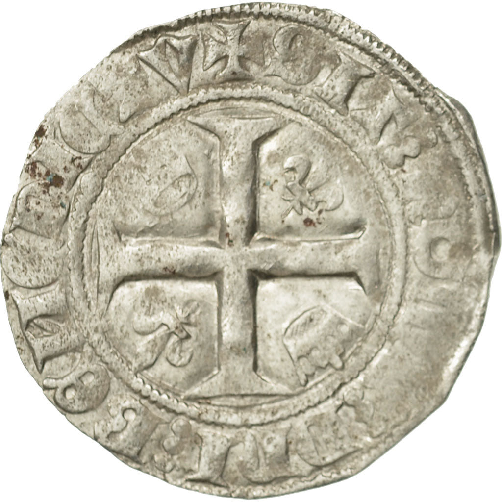 France, Charles VI, Blanc Guénar, Tournai, VF(30-35), Billon, Duplessy:377A
