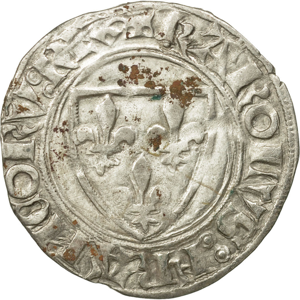 France, Charles VI, Blanc Guénar, Cremieu, EF(40-45), Billon, Duplessy:377A