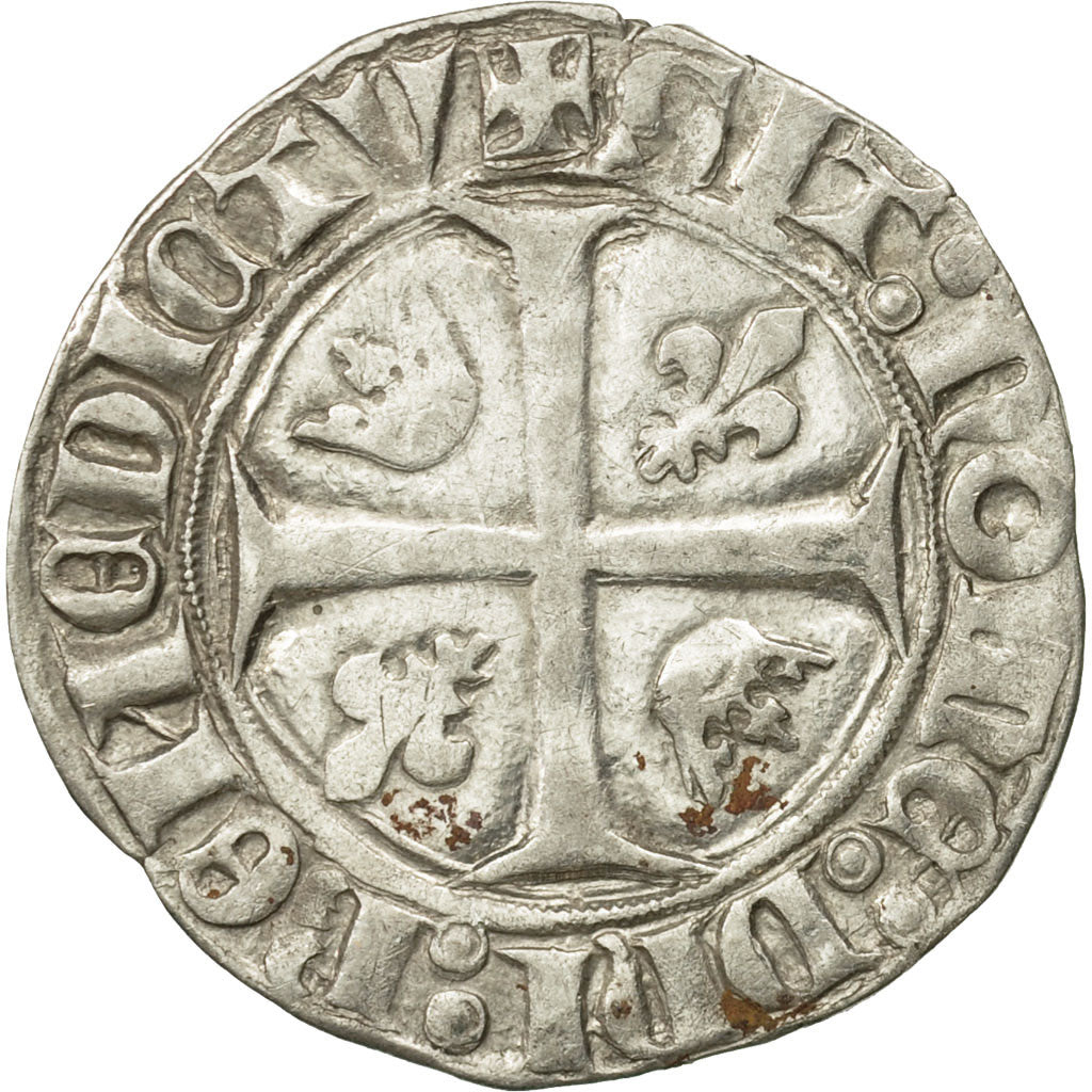 France, Charles VI, Blanc Guénar, Cremieu, EF(40-45), Billon, Duplessy:377A