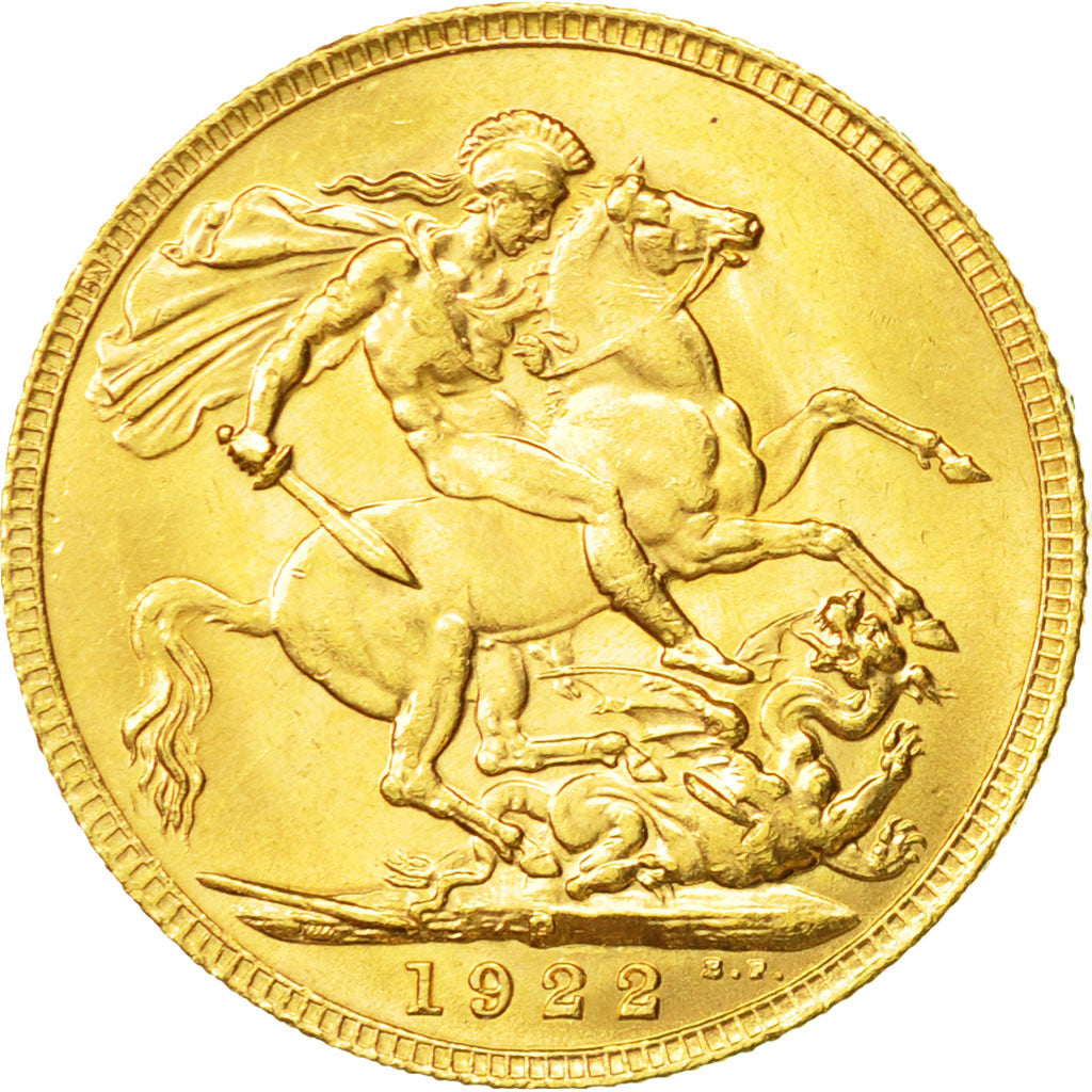 Australia, George V, Sovereign, 1922, Perth, MS(63), Gold, KM:29