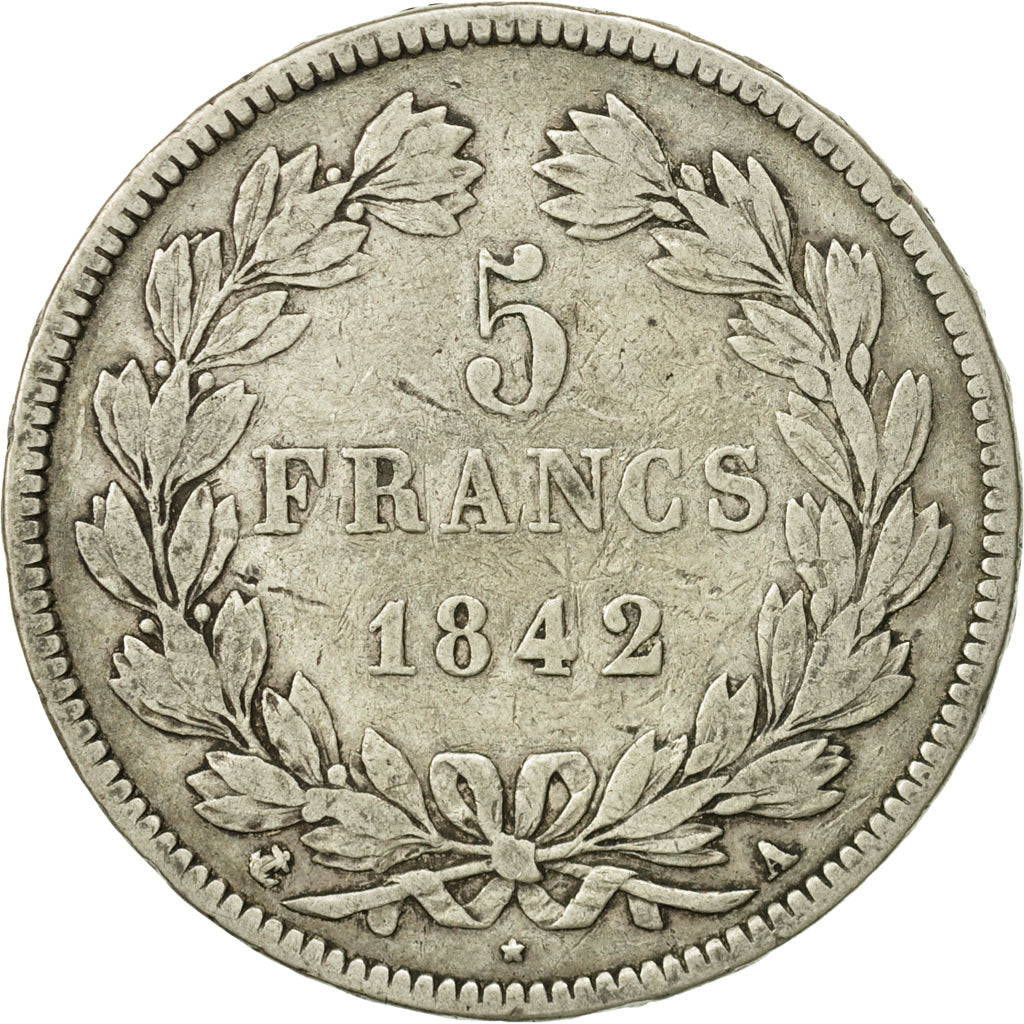 France, Louis-Philippe, 5 Francs, 1842, Paris, VF(30-35), Silver, KM:749.1