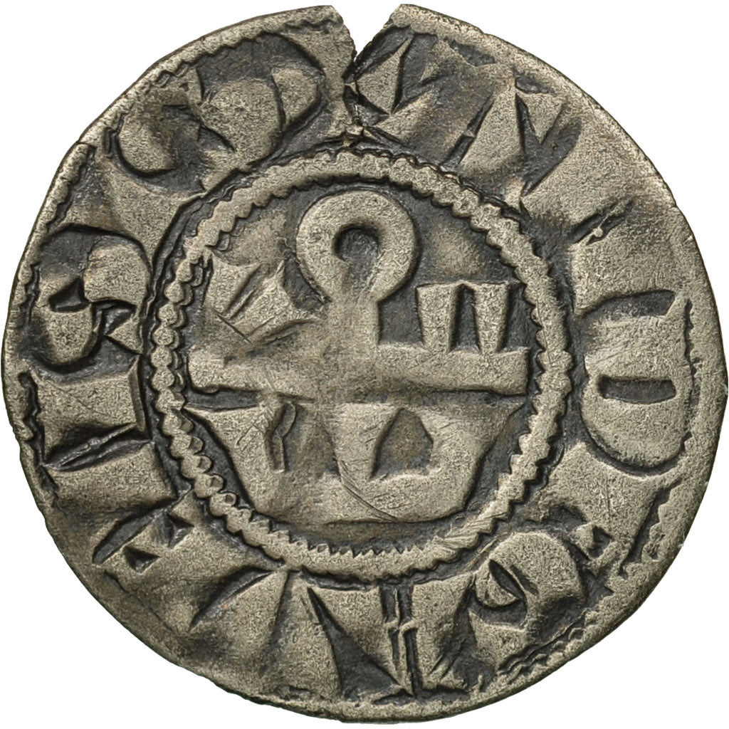 France, Anjou, Charles I, Denier, Angers, TB+, Argent, Poey d'Avant:1517