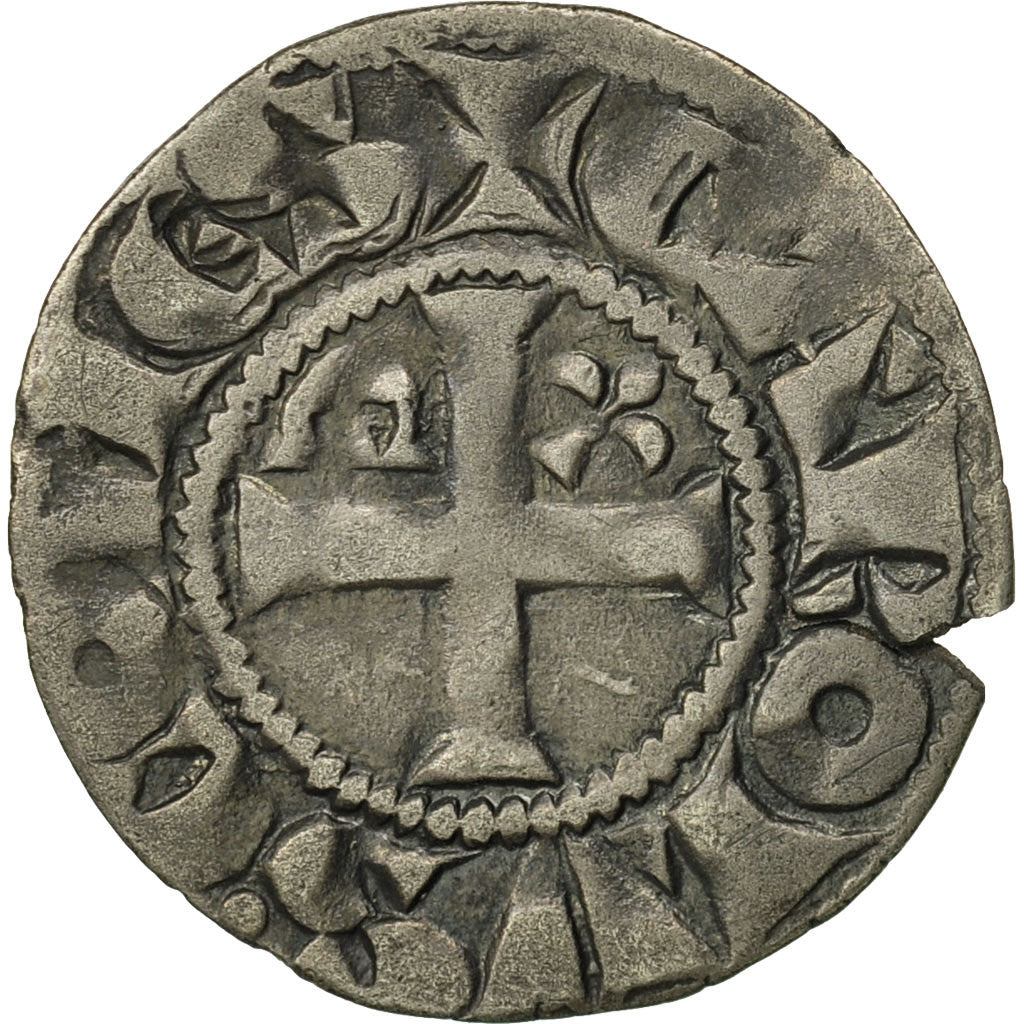 France, Anjou, Charles I, Denier, Angers, TB+, Argent, Poey d'Avant:1517