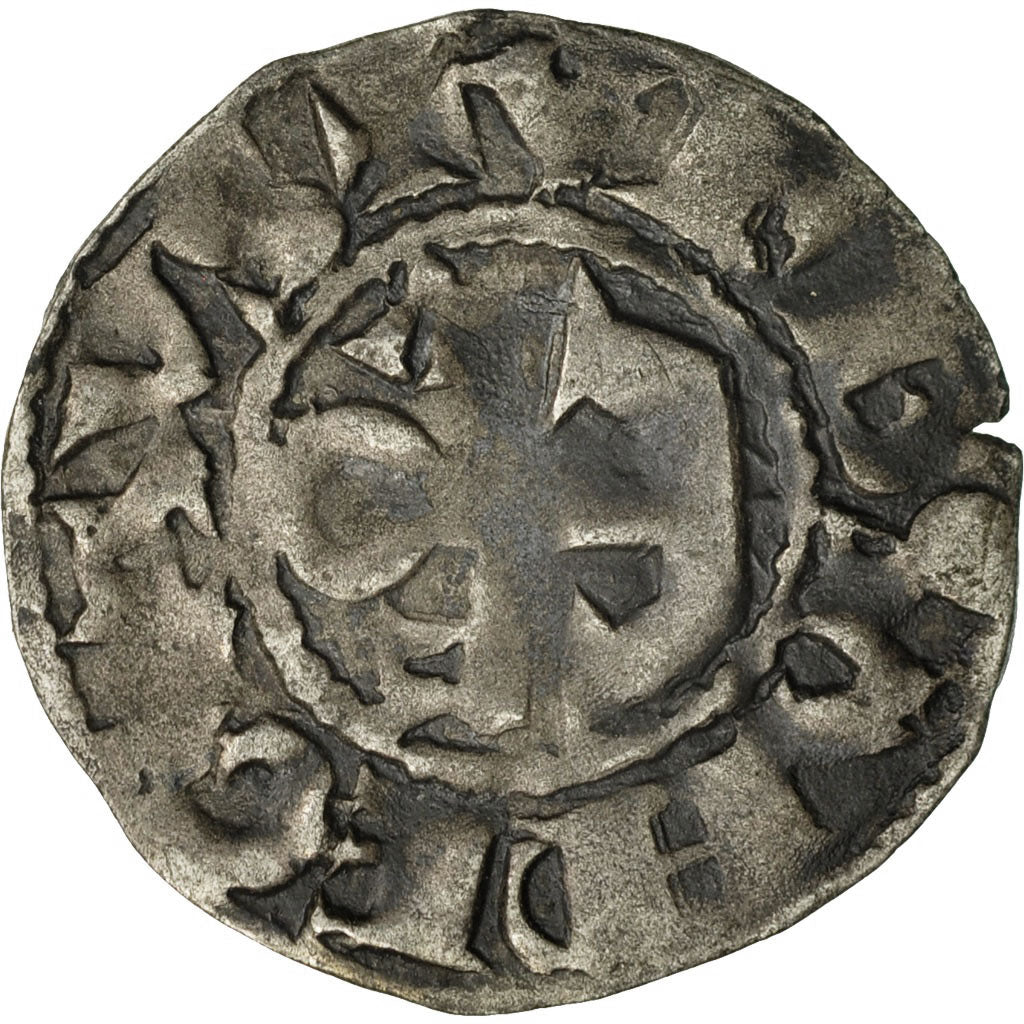 Monnaie, France, Anjou, Foulques V, Denier, Angers, TB+, Argent, Boudeau:153
