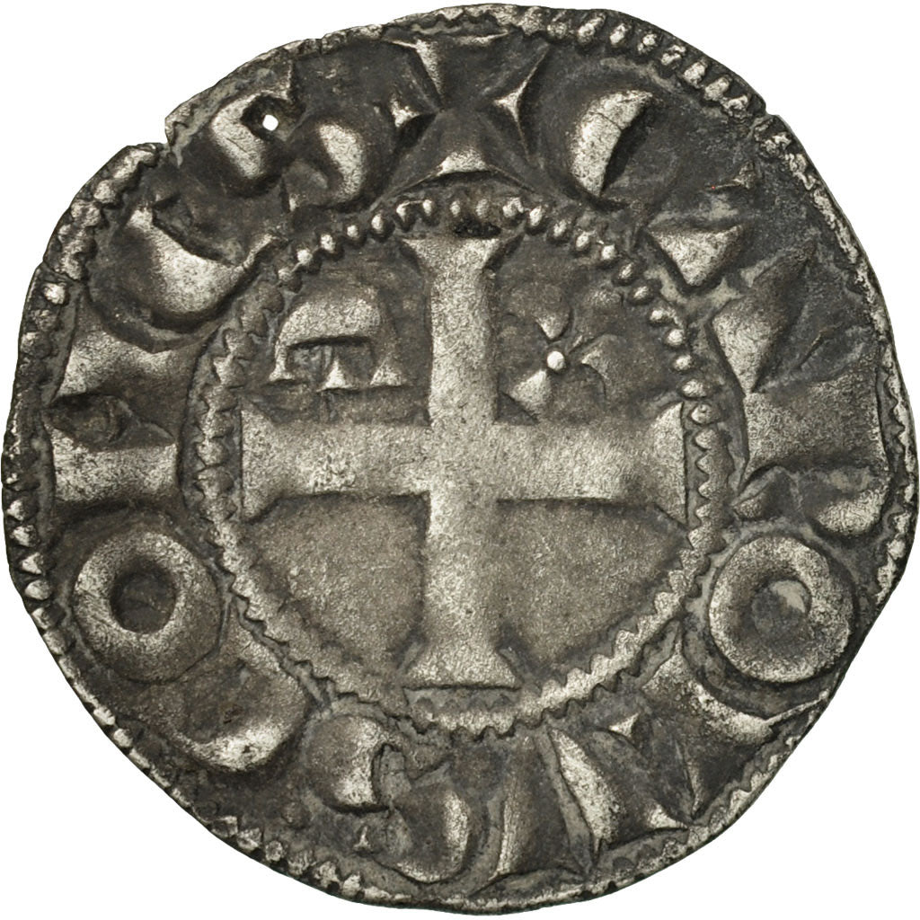 Coin, France, Anjou, Charles I, Denarius, Angers, EF(40-45), Silver, Boudeau:156