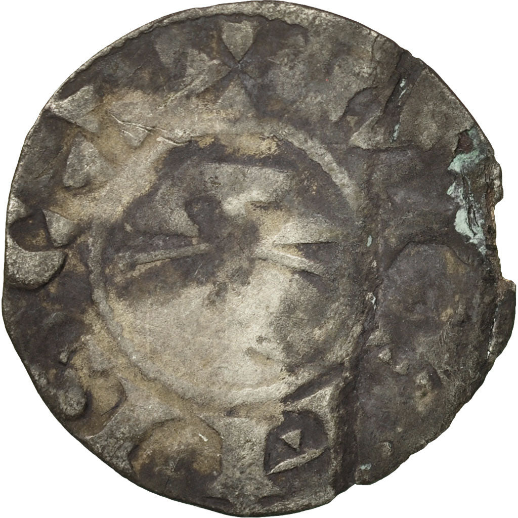 Moneta, Francia, Berry, Geoffroi II, Denarius, B+, Argento, Boudeau:299