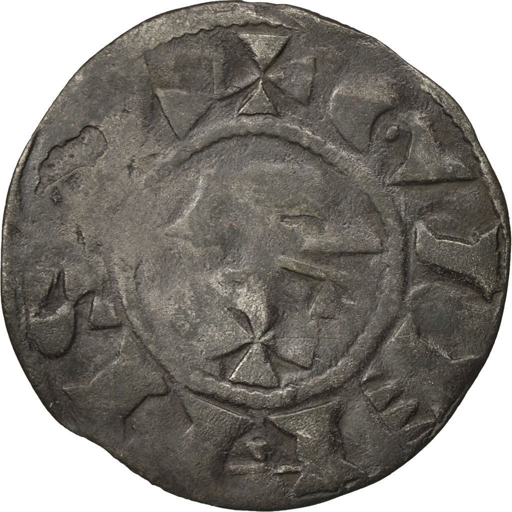 Coin, France, Berry, Geoffroi II, Denarius, VF(20-25), Silver, Boudeau:299