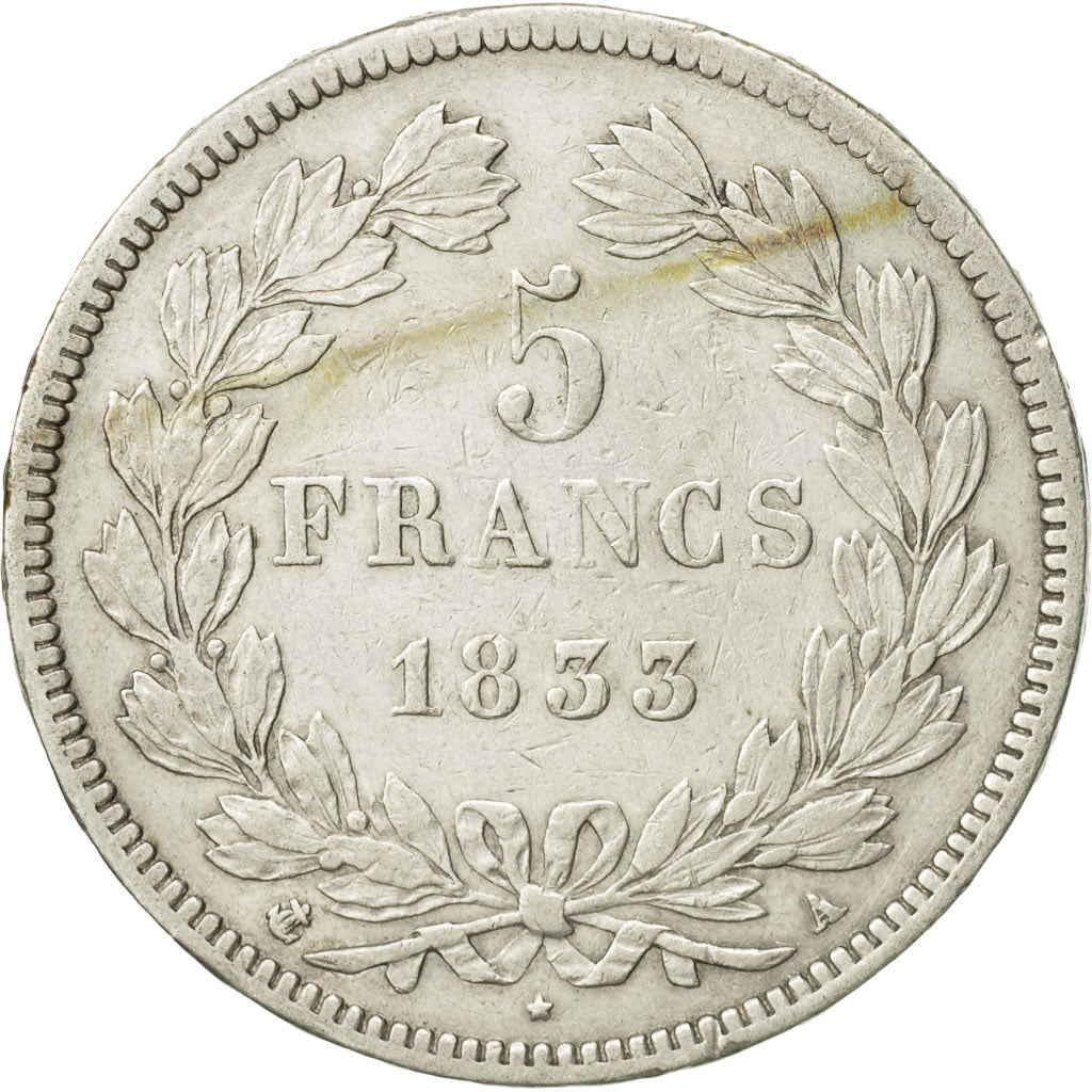 Coin, France, Louis-Philippe, 5 Francs, 1833, Paris, EF(40-45), Silver