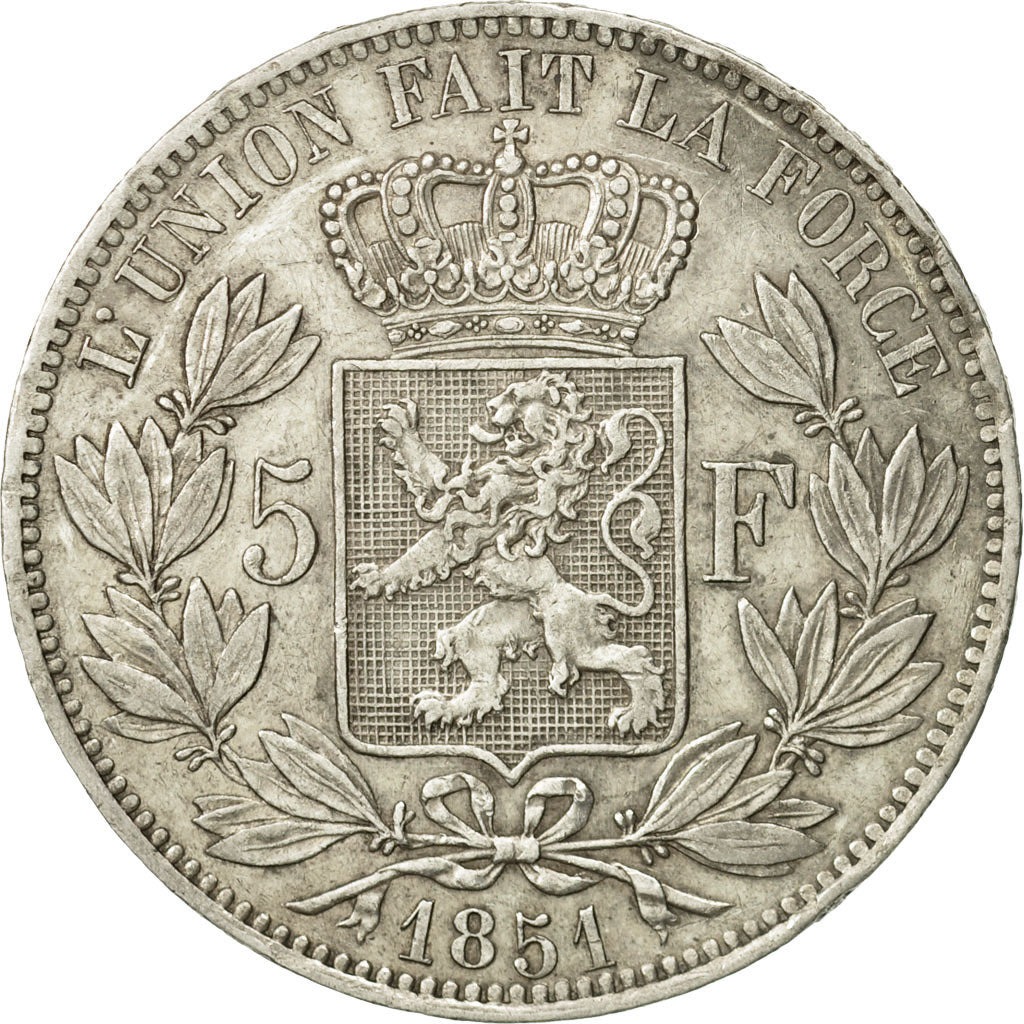 Monnaie, Belgique, Leopold I, 5 Francs, 5 Frank, 1851, TTB+, Argent, KM:17