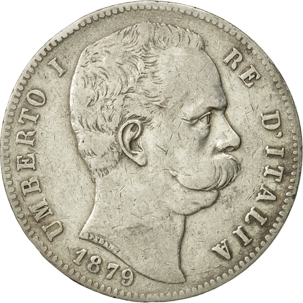 Italy, Umberto I, 5 Lire, 1879, Rome, VF(20-25), Silver, KM:20