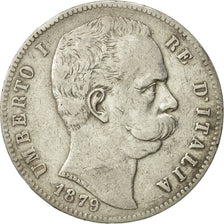 Italy, Umberto I, 5 Lire, 1879, Rome, VF(20-25), Silver, KM:20