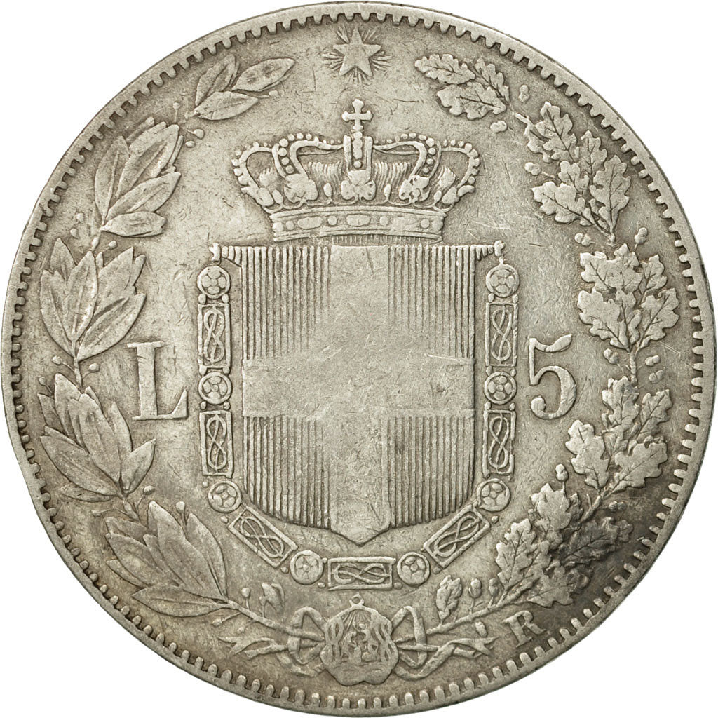 Italy, Umberto I, 5 Lire, 1879, Rome, VF(20-25), Silver, KM:20