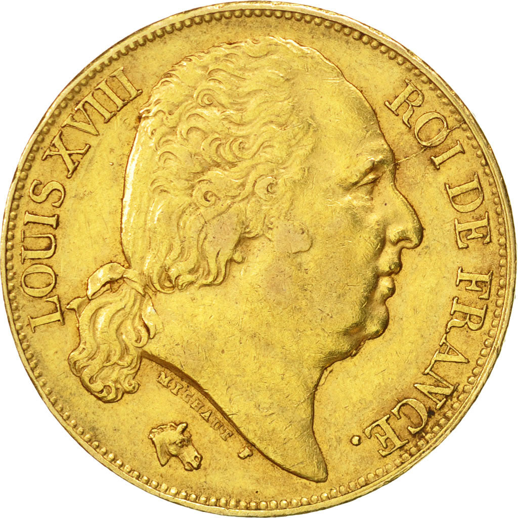 France, Louis XVIII, 20 Francs, 1824, Paris, TTB+, Or, Gadoury:1028