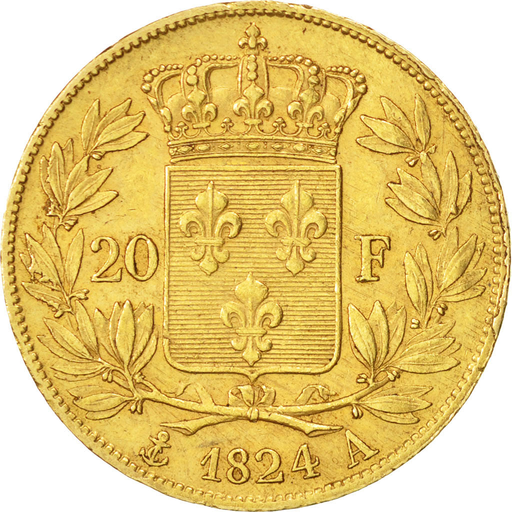 France, Louis XVIII, 20 Francs, 1824, Paris, TTB+, Or, Gadoury:1028