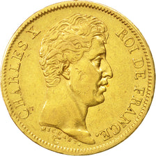 Moneta, Francia, Charles X, 40 Francs, 1824, Paris, BB, Oro, KM:721.1