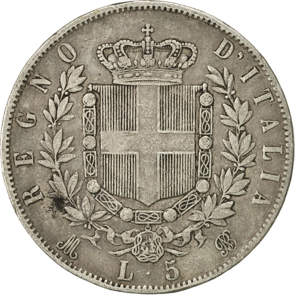 Italia, Vittorio Emanuele II, 5 Lire, 1872, Milan, MB, Argento, KM:8.3
