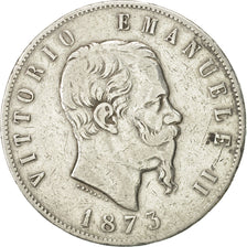 Italia, Vittorio Emanuele II, 5 Lire, 1873, Milan, MB, Argento, KM:8.3