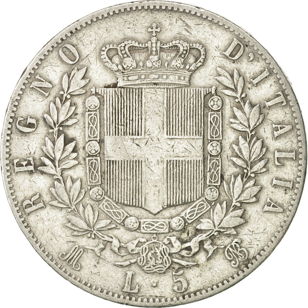 Italia, Vittorio Emanuele II, 5 Lire, 1873, Milan, MB, Argento, KM:8.3
