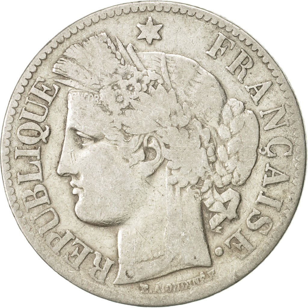 Coin, France, Cérès, 2 Francs, 1871, Bordeaux, VF(20-25), Silver, KM:817.2