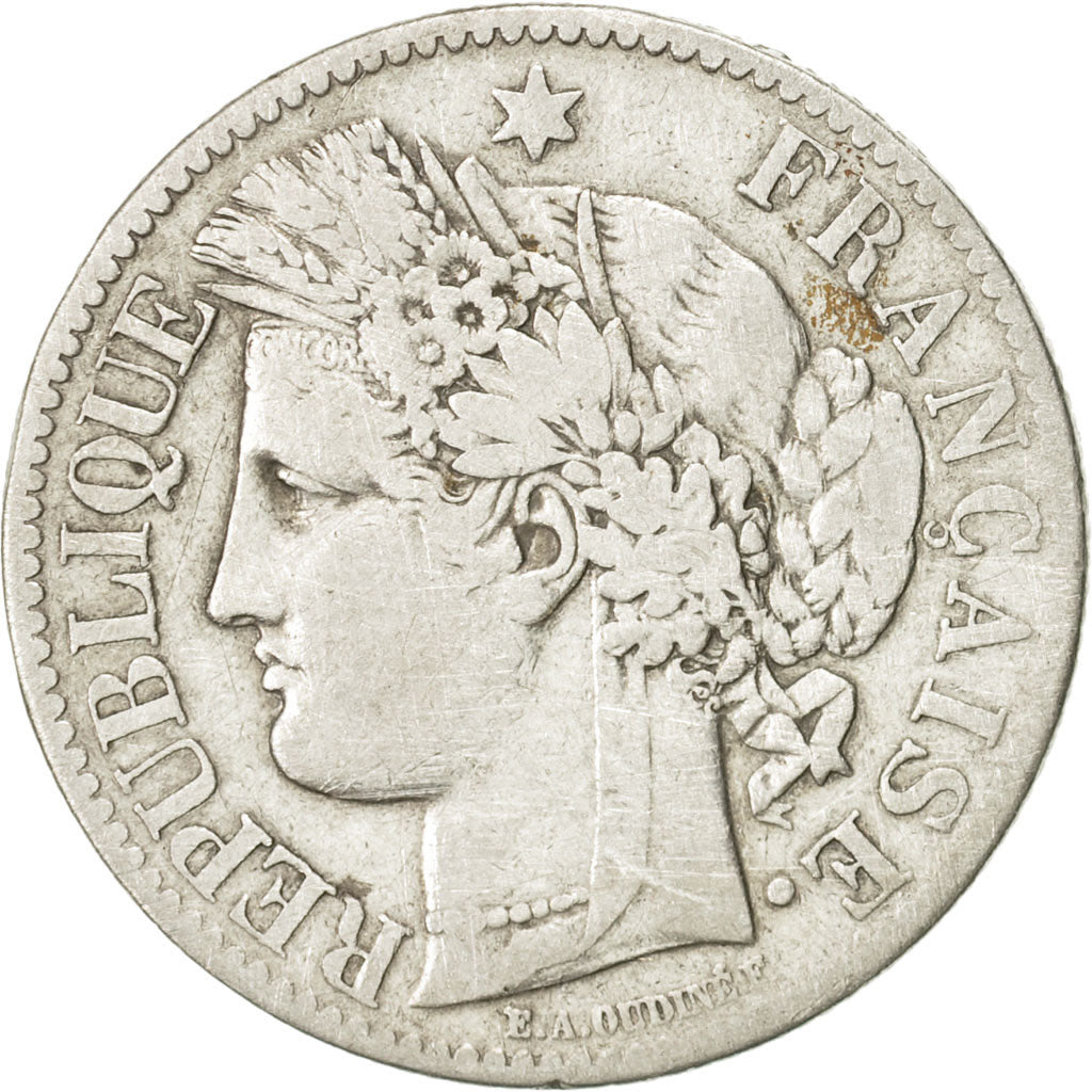 Coin, France, Cérès, 2 Francs, 1887, Paris, VF(20-25), Silver, KM:817.1