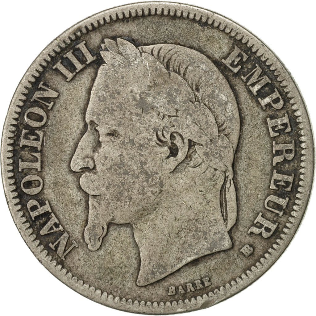 Moneta, Francia, Napoleon III, Napoléon III, 2 Francs, 1866, Strasbourg, B+