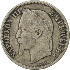 Moneta, Francia, Napoleon III, Napoléon III, 2 Francs, 1866, Strasbourg, B+