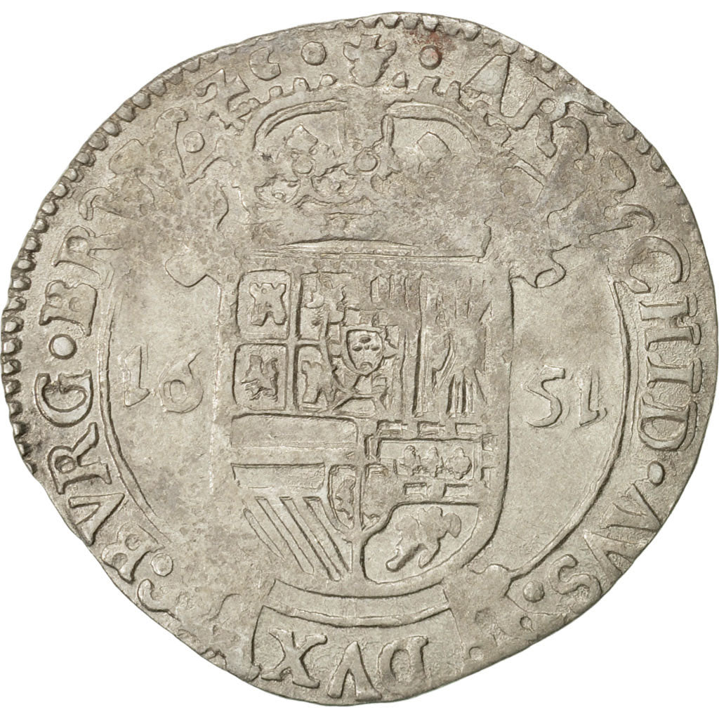 Spanish Netherlands, BRABANT, Escalin, 1651, Antwerp, EF(40-45), Silver