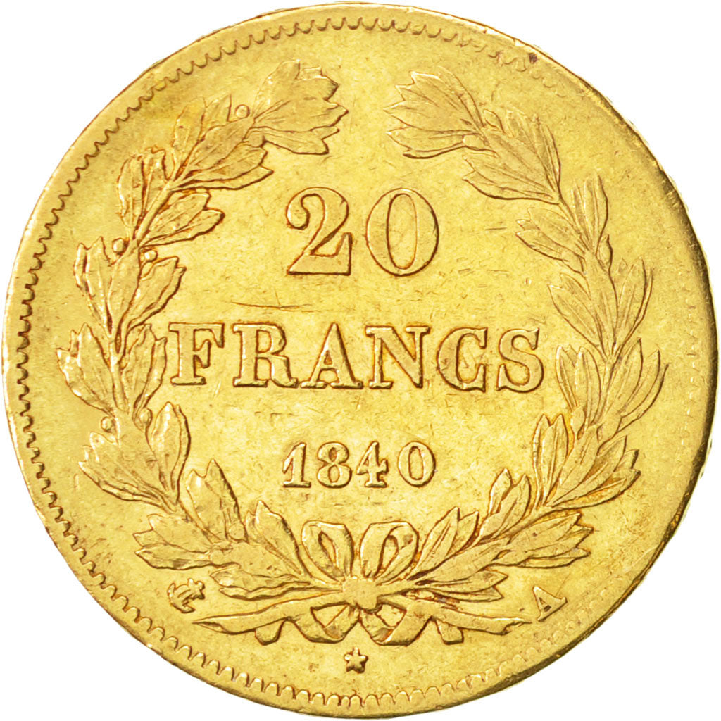 France, Louis-Philippe, 20 Francs, 1840, Paris, EF(40-45), Gold, KM:750.1