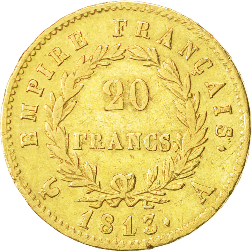France, Napoléon I, 20 Francs, 1813, Paris, TTB, Or, KM:695.1, Gadoury:1025