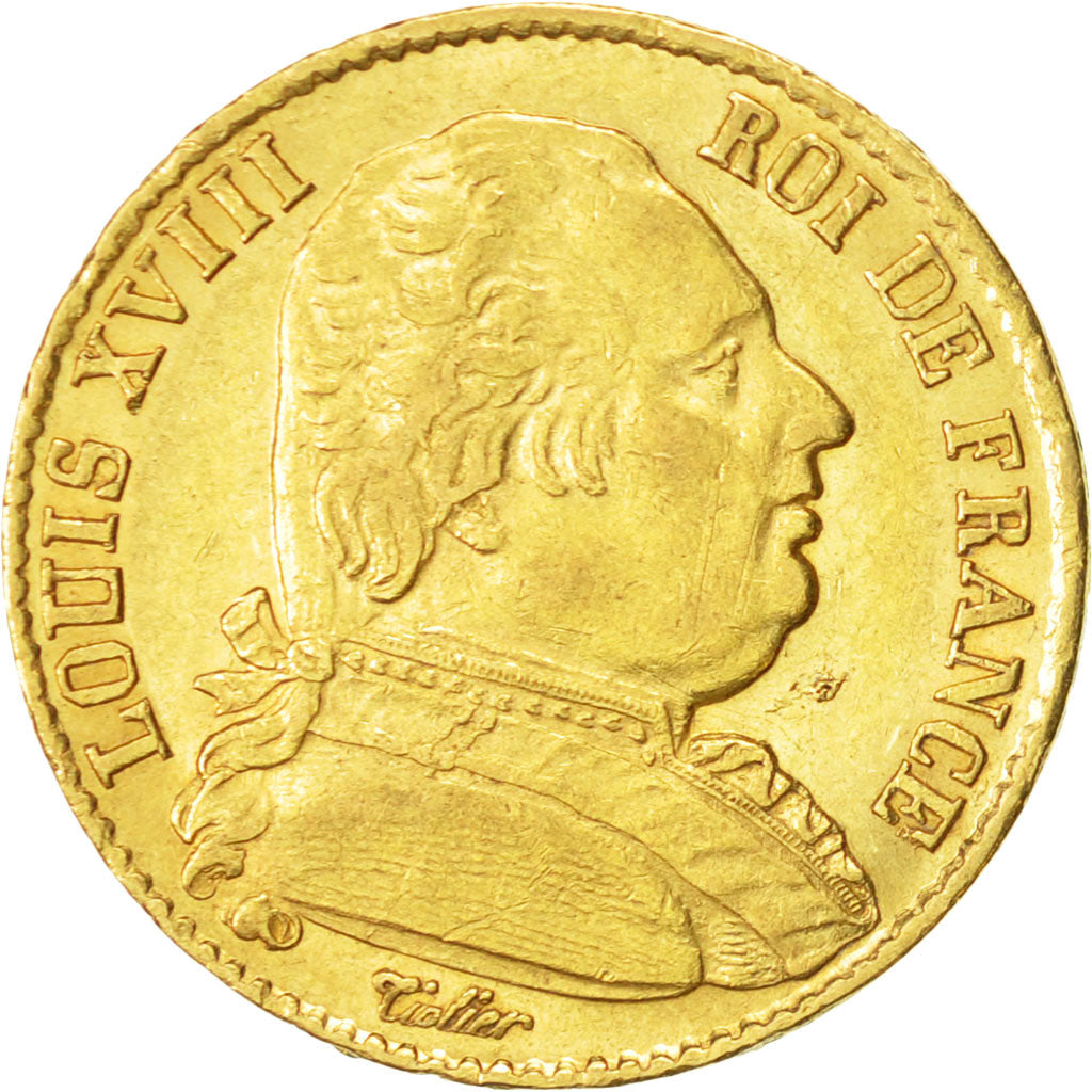 Coin, France, Louis XVIII, Louis XVIII, 20 Francs, 1814, Paris, EF(40-45), Gold