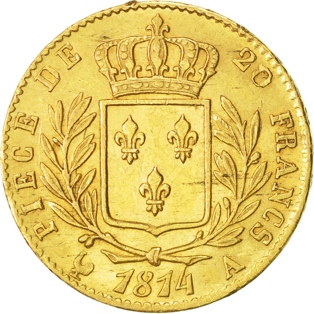 Coin, France, Louis XVIII, Louis XVIII, 20 Francs, 1814, Paris, EF(40-45), Gold