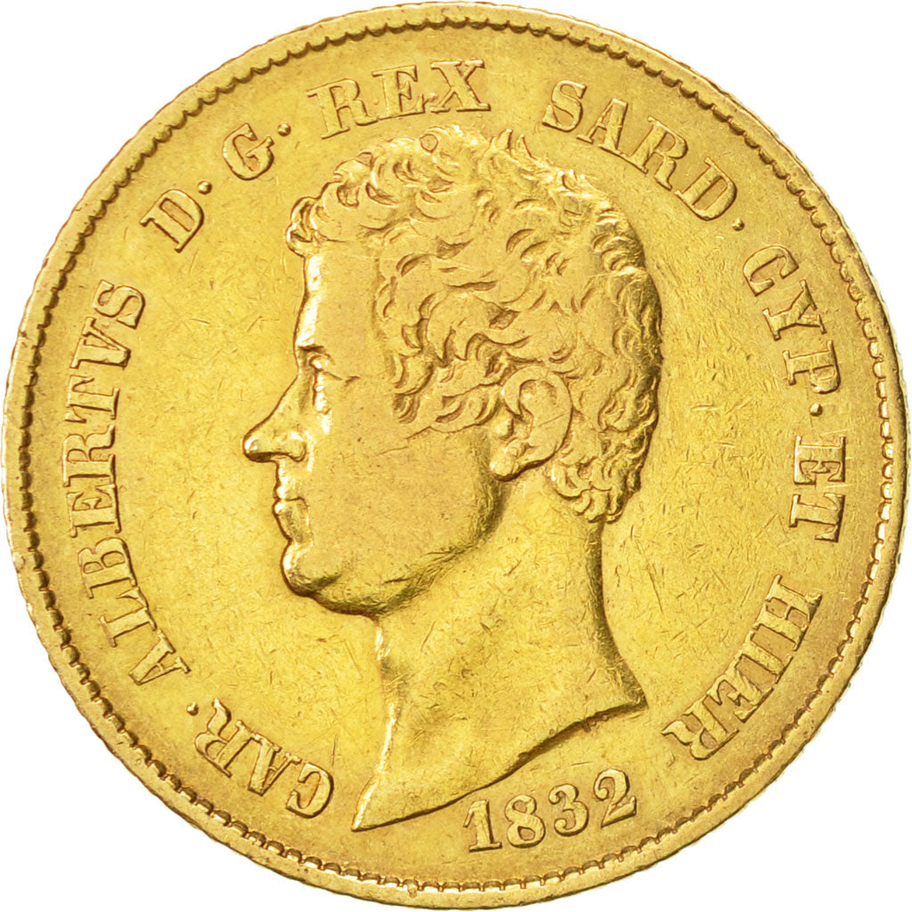 STATI ITALIANI, SARDINIA, Carlo Alberto, 20 Lire, 1832, Genoa, BB, Oro, KM:131.2
