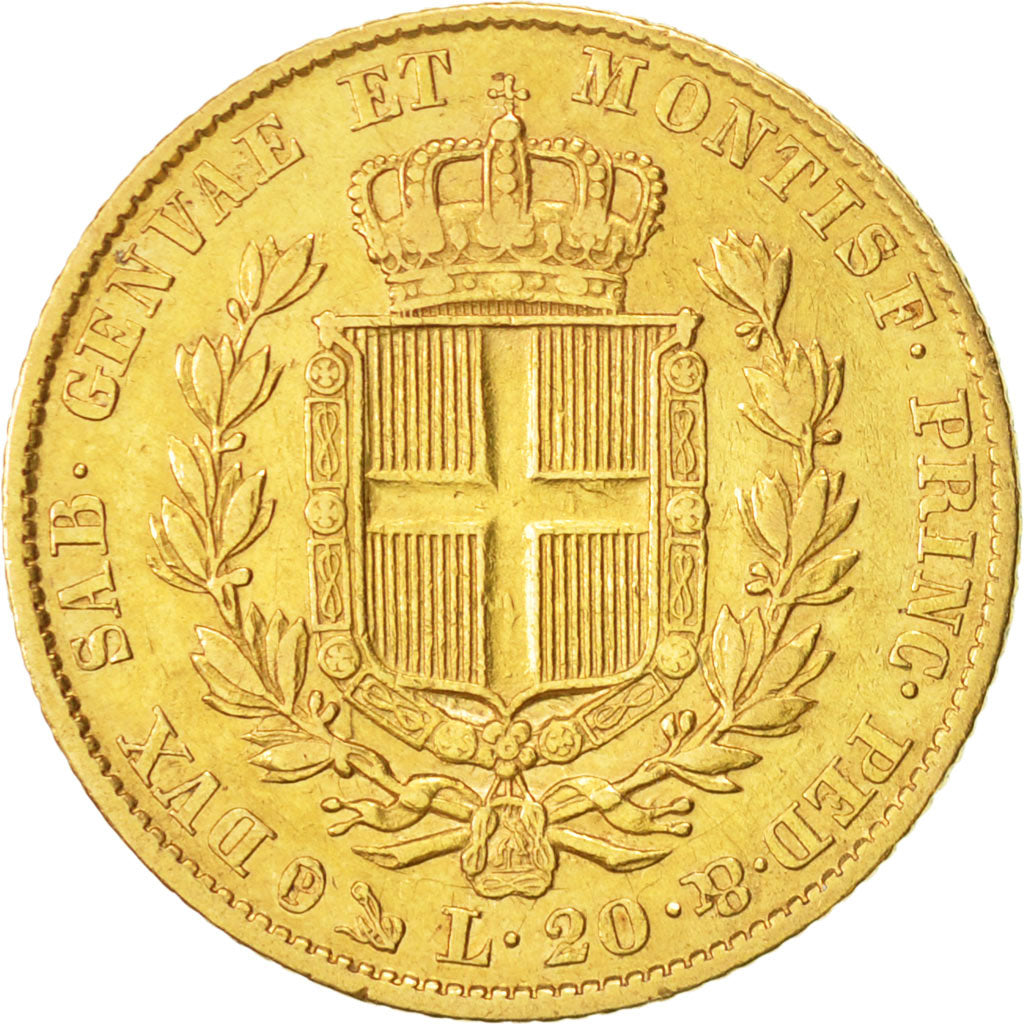 STATI ITALIANI, SARDINIA, Carlo Alberto, 20 Lire, 1832, Genoa, BB, Oro, KM:131.2