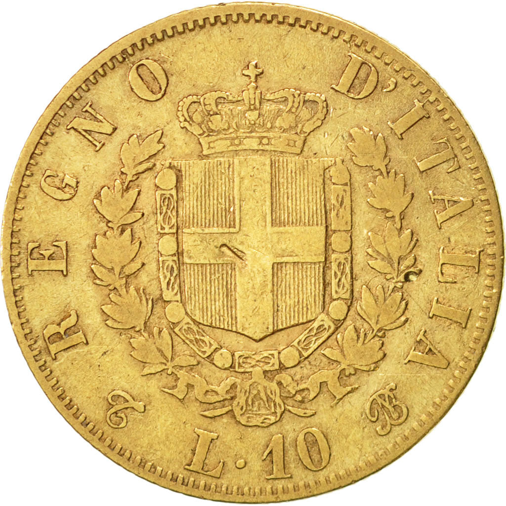 Italy, Vittorio Emanuele II, 10 Lire, 1863, Torino, VF(20-25), Gold, KM:9.3