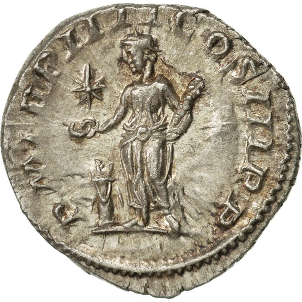 Moneta, Elagabalus, Denarius, Rome, SPL+, Argento, RIC:46