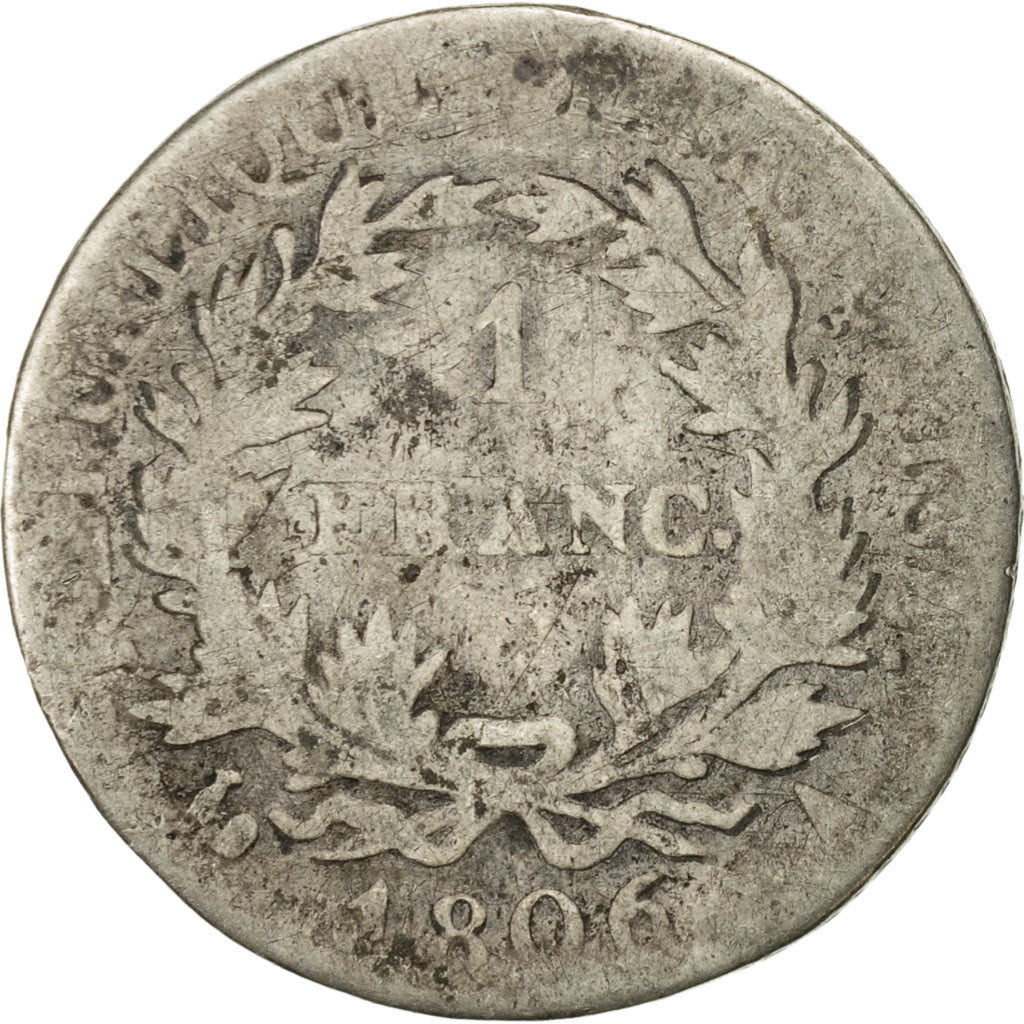 Coin, France, Napoléon I, Franc, 1806, Paris, VG(8-10), Silver, KM:672.1