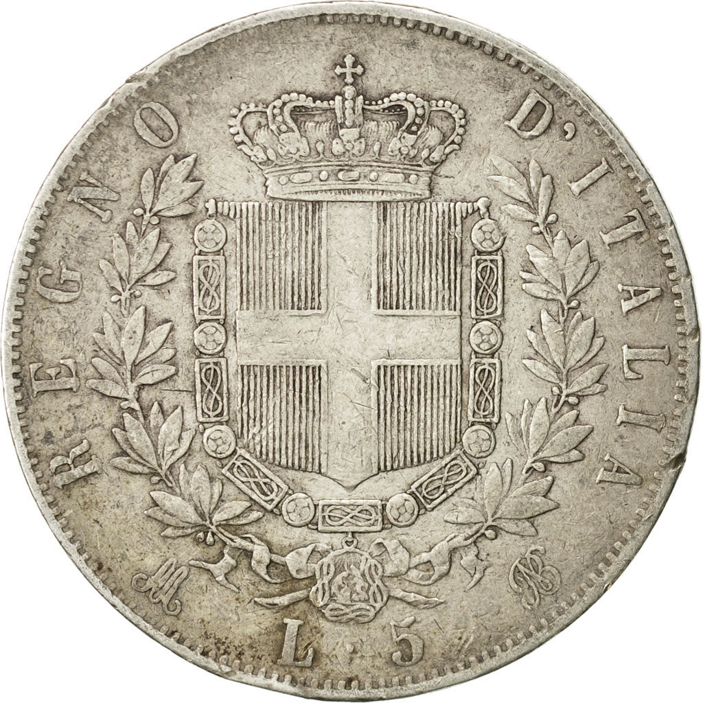Italie, Vittorio Emanuele II, 5 Lire, 1874, Milan, TB, Argent, KM:8.3
