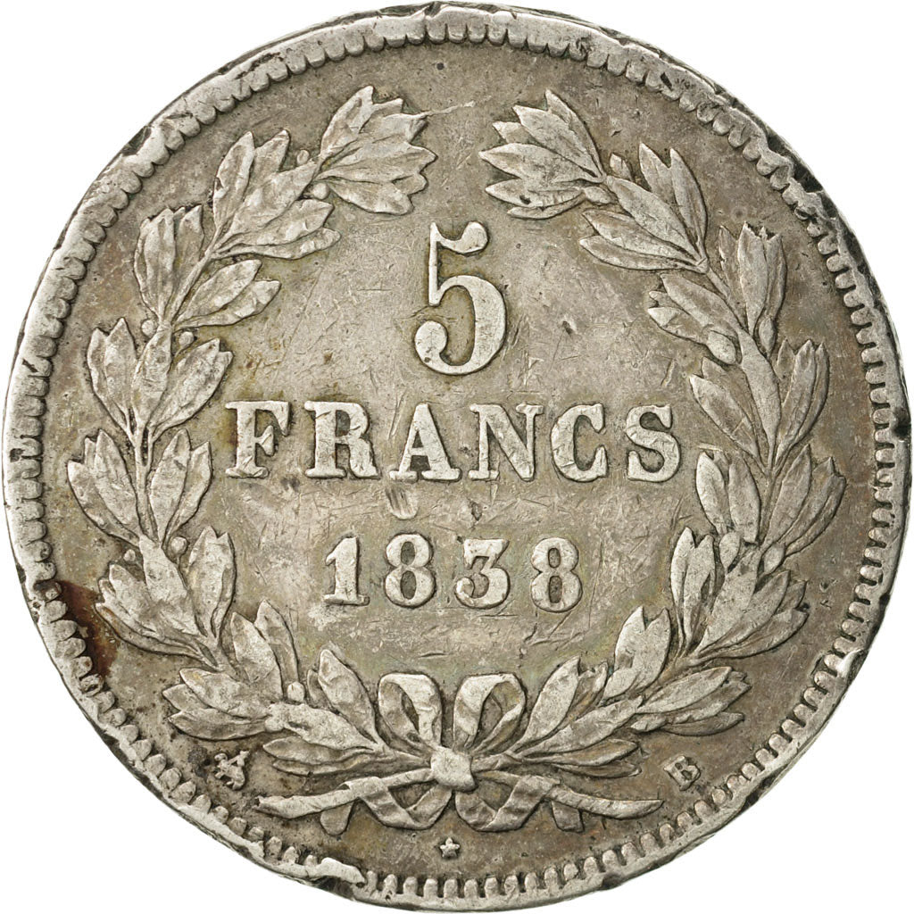 Monnaie, France, Louis-Philippe, 5 Francs, 1838, Rouen, TB+, Argent, KM:749.2